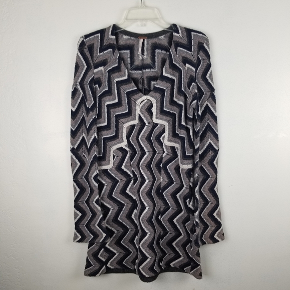 Free People Chevron Wool Blend Bell Sleeve Dress - Picture 2 of 8
